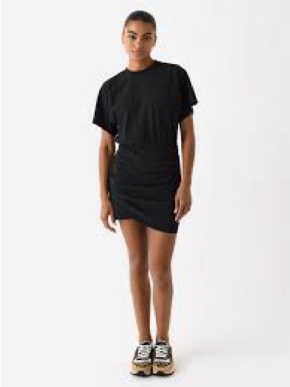 Z Supply Black Midi Dress with Ruched Sides